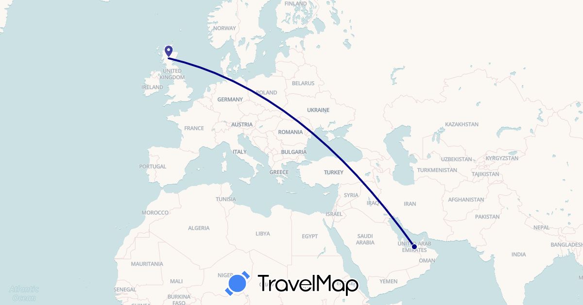 TravelMap itinerary: driving in United Arab Emirates, United Kingdom (Asia, Europe)